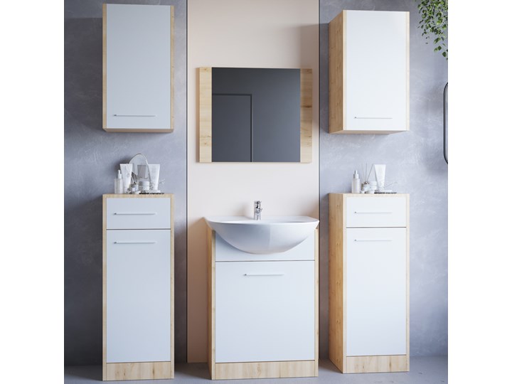 Łazienka NICO MAX dąb artisan / biały laminat Płyta laminowana Kategoria Zestawy mebli łazienkowych