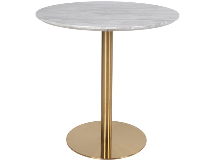 Stół okrągły szary blat z marmurowym wzorem złota metalowa podstawa Ø90x75 cm
