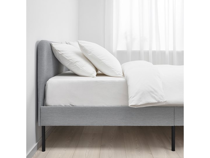 IKEA SLATTUM / KULLEN Zestaw mebli do sypialni 4 szt, Knisa jasnoszary/biały, 160x200 cm