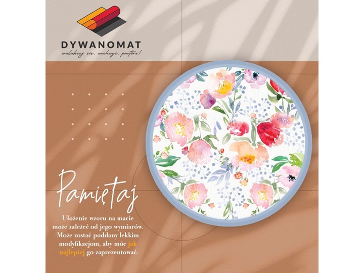 Modny winylowy dywan akwarelowe kwiaty fi 50 cm Kategoria Dywany 90x90 cm 100x100 cm 60x60 cm Dywany Okrągły 80x80 cm 70x70 cm 50x50 cm Kolor Wielokolorowy