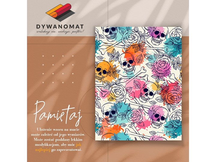 Modny winylowy dywan Czaszki i róże 60x90 cm Dywany Prostokątny 80x120 cm Kategoria Dywany