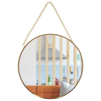 Lustro lusterko na łańcuszku w złotej metalowej ramie okrągłe ścienne złote loft 20 cm kod: O-569296