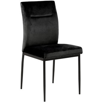 Krzesło do jadalni welurowe czarne z czarnymi nogami