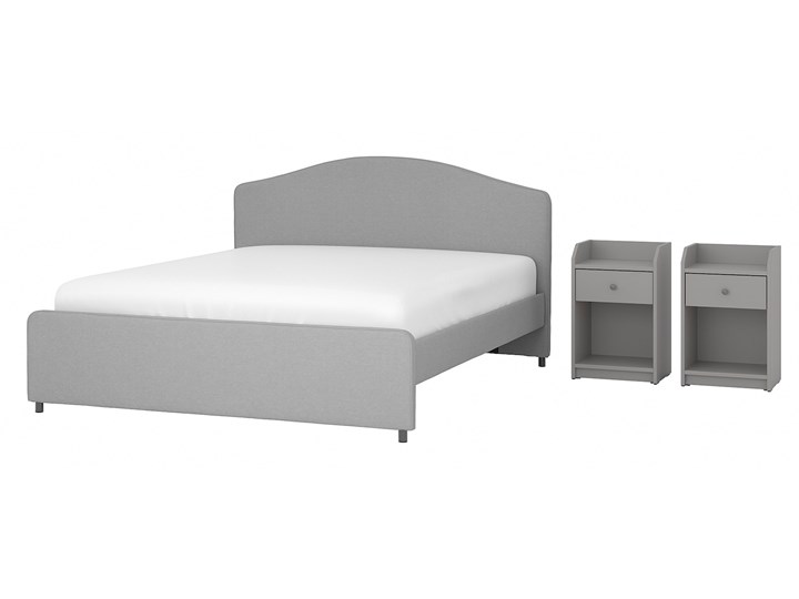 IKEA HAUGA Zestaw mebli do sypialni 3 szt, Vissle szary, 160x200 cm Pomieszczenie Sypialnia Kategoria Zestawy mebli do sypialni
