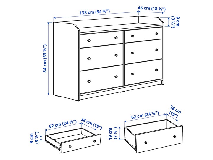 IKEA HAUGA Zestaw mebli do sypialni 4 szt, Vissle szary, 160x200 cm