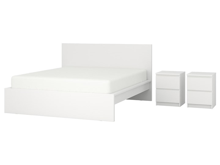 IKEA MALM Zestaw mebli do sypialni 3 szt, biały, 180x200 cm Pomieszczenie Sypialnia Kategoria Zestawy mebli do sypialni