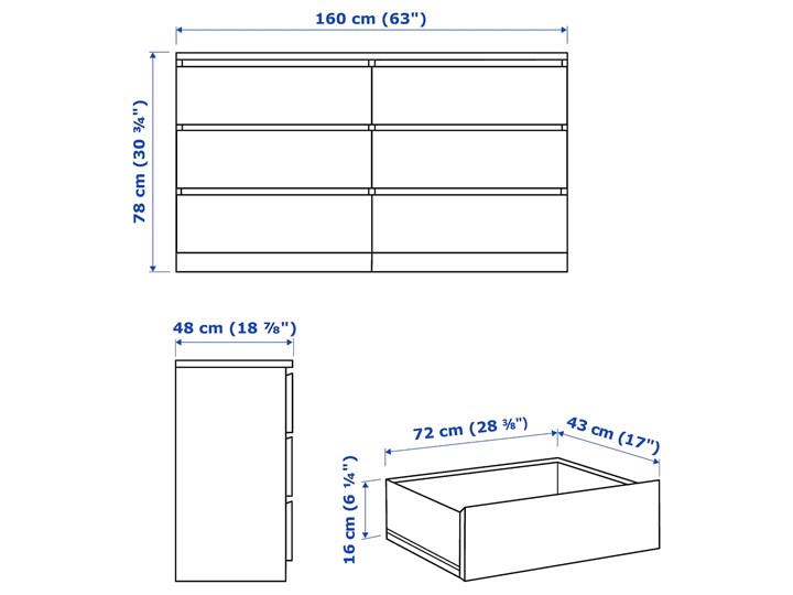 IKEA MALM Zestaw mebli do sypialni 4 szt, Biały, 160x200 cm Pomieszczenie Sypialnia Kategoria Zestawy mebli do sypialni