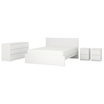 IKEA MALM Zestaw mebli do sypialni 4 szt, biały, 140x200 cm