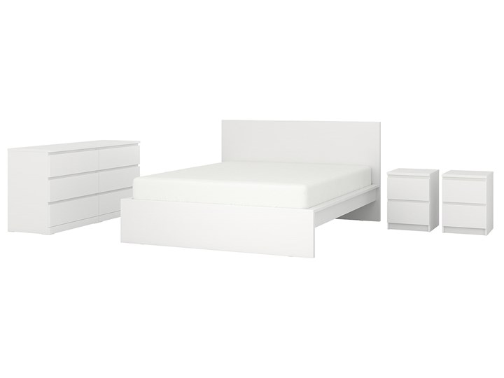 IKEA MALM Zestaw mebli do sypialni 4 szt, Biały, 160x200 cm Pomieszczenie Sypialnia Kategoria Zestawy mebli do sypialni