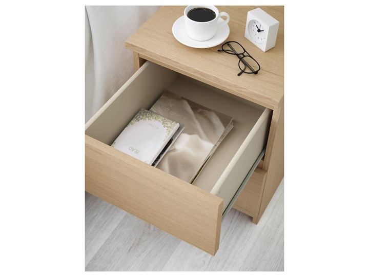 IKEA MALM Zestaw mebli do sypialni 4 szt, Okleina dębowa bejcowana na biało, 160x200 cm Pomieszczenie Sypialnia