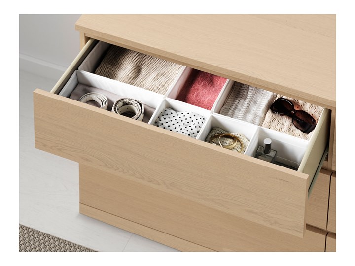 IKEA MALM Zestaw mebli do sypialni 4 szt, Okleina dębowa bejcowana na biało, 140x200 cm Pomieszczenie Sypialnia