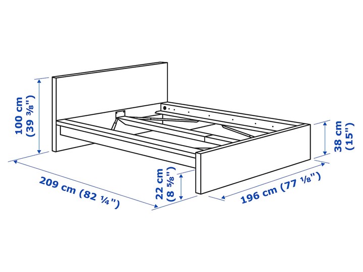 IKEA MALM Zestaw mebli do sypialni 4 szt, Okleina dębowa bejcowana na biało, 180x200 cm Pomieszczenie Sypialnia