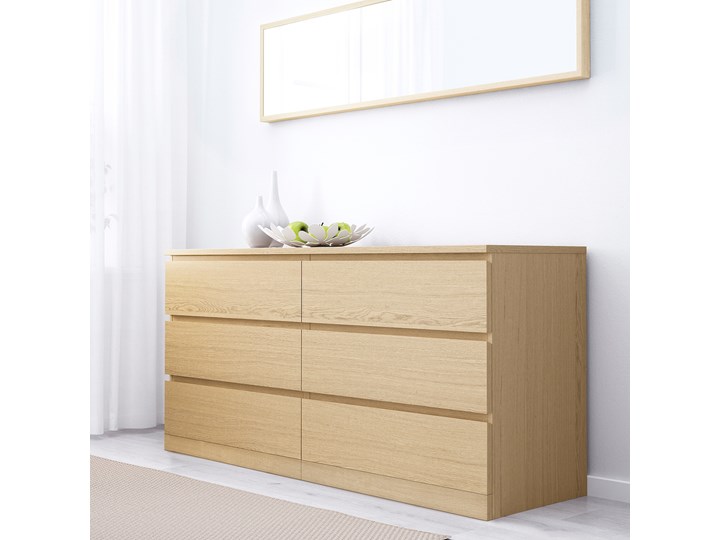 IKEA MALM Zestaw mebli do sypialni 4 szt, Okleina dębowa bejcowana na biało, 140x200 cm Pomieszczenie Sypialnia Kategoria Zestawy mebli do sypialni