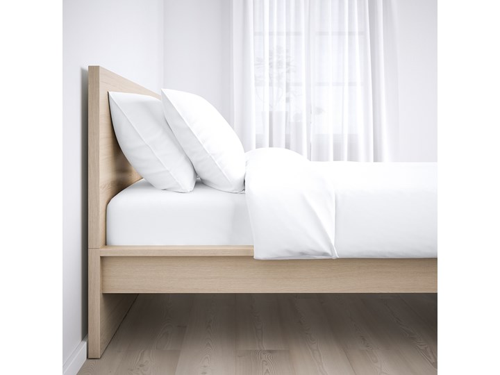 IKEA MALM Zestaw mebli do sypialni 4 szt, Okleina dębowa bejcowana na biało, 140x200 cm Kolor Biały Kategoria Zestawy mebli do sypialni