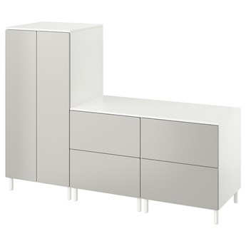 IKEA SMÅSTAD / PLATSA Szafa, Biały szary/z 2 komodami, 180x57x133 cm