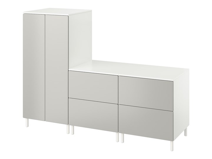 IKEA SMÅSTAD / PLATSA Szafa, Biały szary/z 2 komodami, 180x57x133 cm Kategoria Zestawy mebli do sypialni