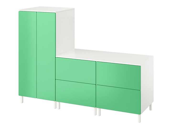 IKEA SMÅSTAD / PLATSA Szafa, Biały zielony/z 2 komodami, 180x57x133 cm Kategoria Zestawy mebli do sypialni