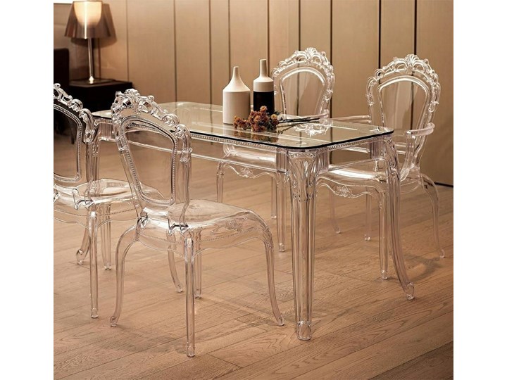 Stół transparentny King 240 x 100 Tworzywo sztuczne Szkło Wysokość 74 cm Styl Nowoczesny