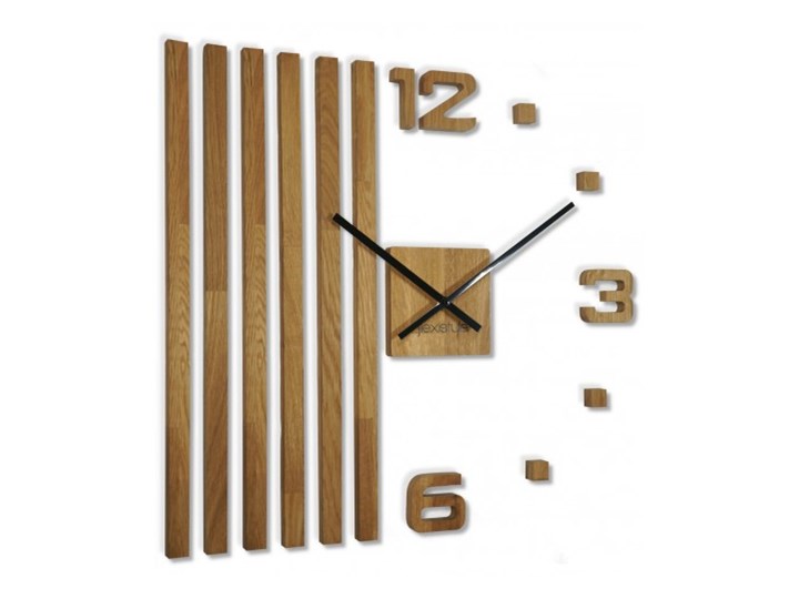 Drewniany zegar ścienny dębowy LAMELE 60cm Styl Nowoczesny Nieregularny Tworzywo sztuczne Drewno Szerokość 60 cm Pomieszczenie Sypialnia