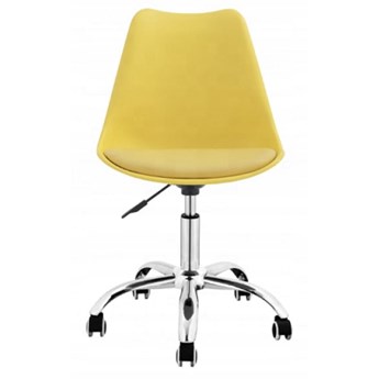 Skandynawskie Krzesło obrotowe biurowe fotel na kółkach Kris żółte