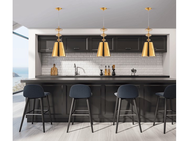 NOWOCZESNA LAMPA WISZĄCA ZŁOTA VENEZIANA W1 Metal Lampa z kloszem Styl Nowoczesny Chrom Ilość źródeł światła 1 źródło