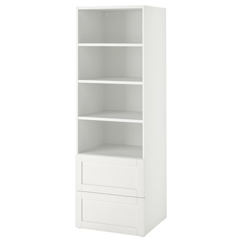 IKEA SMÅSTAD / PLATSA Regał, Biały biała rama/z 2 szufladami, 60x57x181 cm