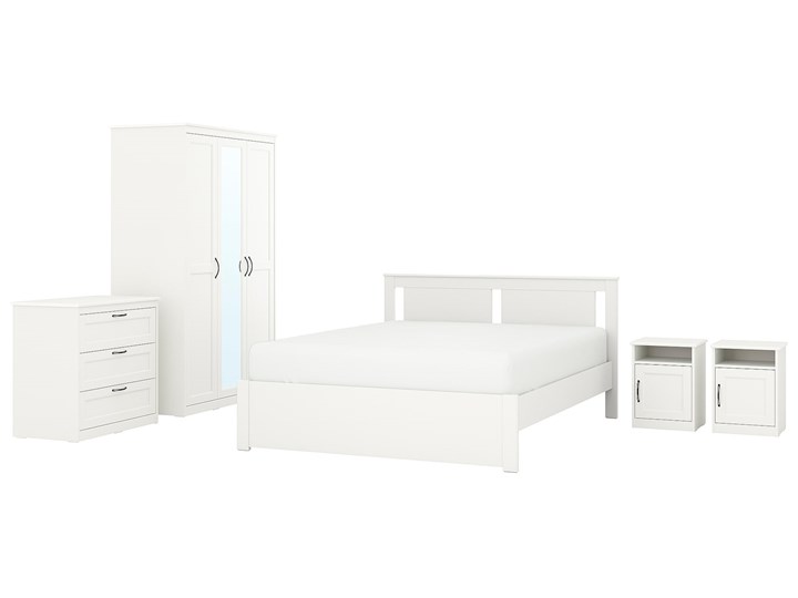 IKEA SONGESAND Zestaw mebli do sypialni 5 szt, biały, 140x200 cm Pomieszczenie Sypialnia
