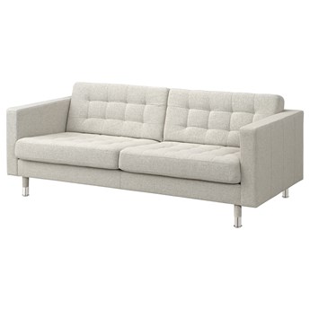 IKEA LANDSKRONA Sofa 3-osobowa, Gunnared beżowy/metal, Wysokość podłokietnika: 64 cm