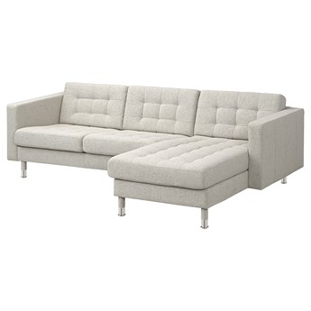 IKEA LANDSKRONA Sofa 3-osobowa, z szezlongiem Gunnared/beżowy metal, Szerokość: 240 cm