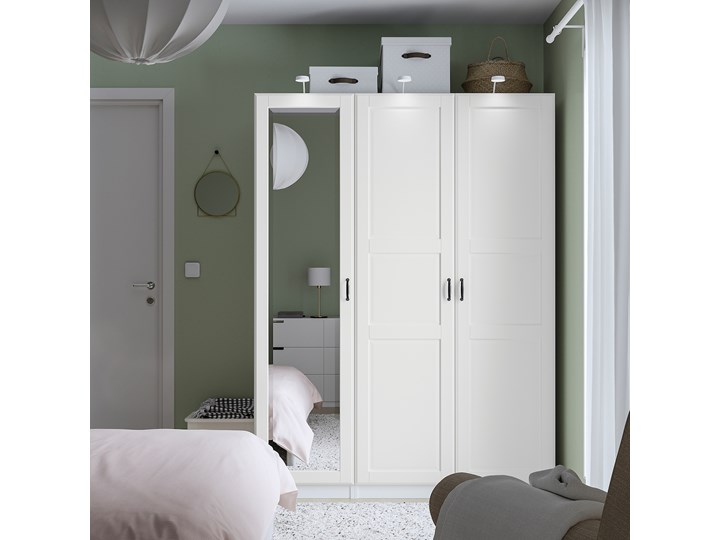 IKEA PAX / TYSSEDAL Kombinacja szafy, biały/lustro, 150x60x201 cm Szerokość 150 cm Głębokość 60 cm Kategoria Szafy do garderoby Pomieszczenie Sypialnia