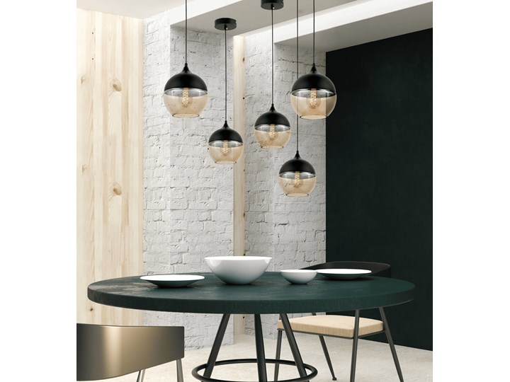 LAMPA WISZĄCA LOFT INDUSTRIALNA CZARNA ALBION Szkło Metal Lampa kula Pomieszczenie Łazienka Lampa z kloszem Kategoria Lampy wiszące