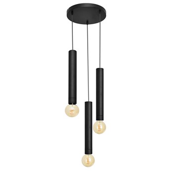 Lampa metalowa potrójna na kole TUBA czarna E27