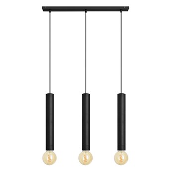 Lampa metalowa potrójna na listwie TUBA czarna E27
