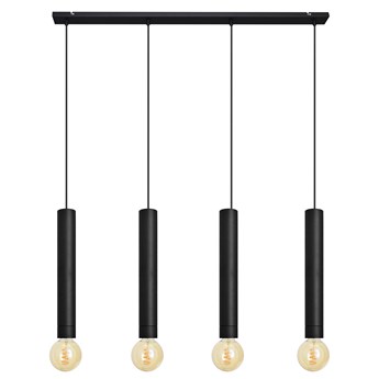 Lampa metalowa poczwórna na listwie TUBA czarna E27