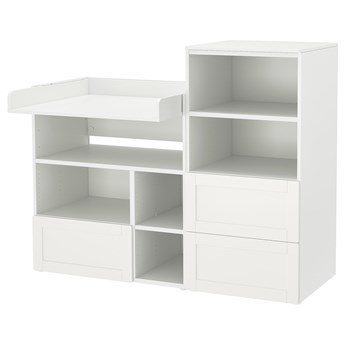 IKEA SMÅSTAD / PLATSA Stół do przewijania, Biały biała rama/z regałem na książki, 150x79x123 cm