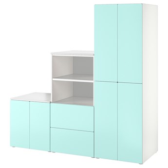 IKEA SMÅSTAD / PLATSA Regał, Biały/bladoturkusowy, 180x57x181 cm