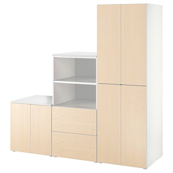 IKEA SMÅSTAD / PLATSA Regał, Biały/brzoza, 180x57x181 cm