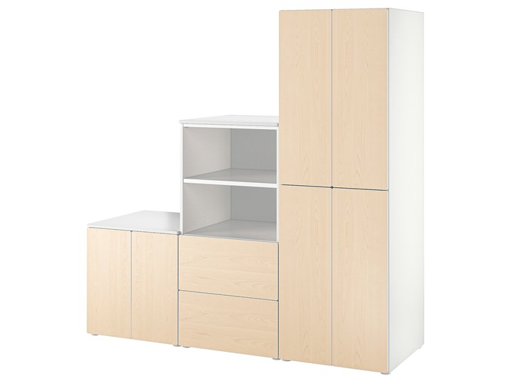 IKEA SMÅSTAD / PLATSA Regał, Biały/brzoza, 180x57x181 cm