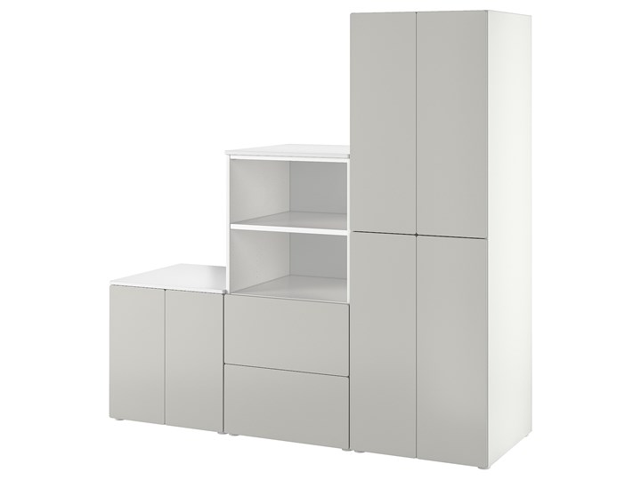 IKEA SMÅSTAD / PLATSA Regał, Biały/szary, 180x57x181 cm Kategoria Zestawy mebli do sypialni