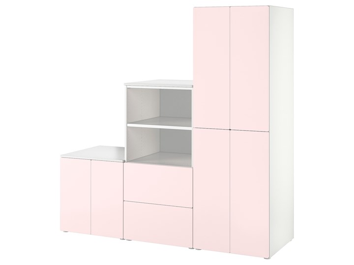 IKEA SMÅSTAD / PLATSA Regał, Biały/bladoróżowy, 180x57x181 cm Kategoria Zestawy mebli do sypialni