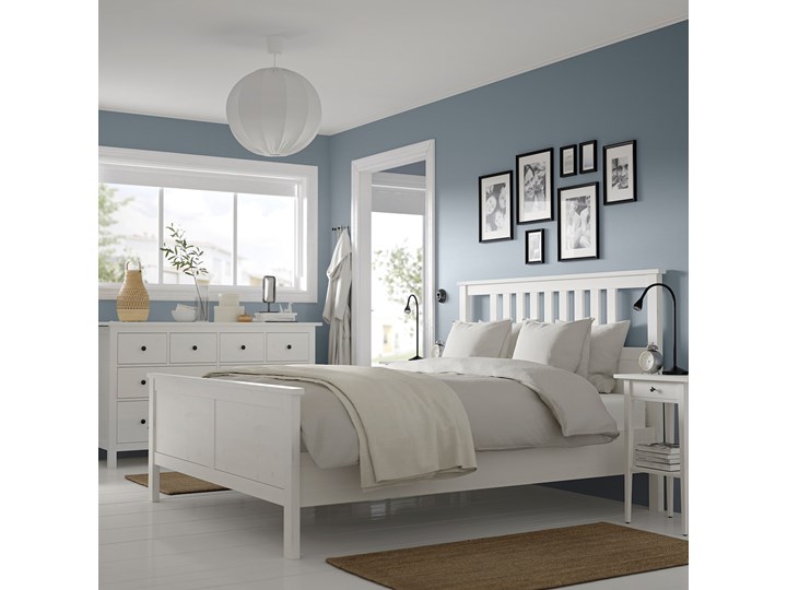 IKEA HEMNES Zestaw mebli do sypialni 4 szt, biała bejca, 160x200 cm Kolor Biały Pomieszczenie Sypialnia