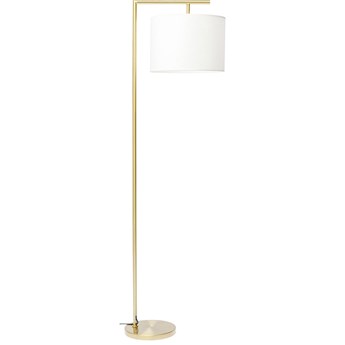Lampa podłogowa metalowa złota abażur materiałowy biały 160 cm