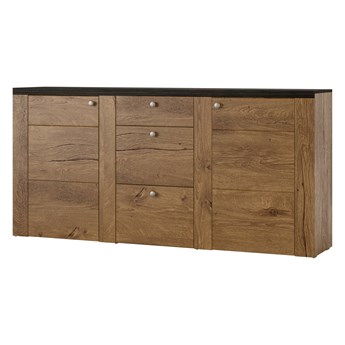 Pojemna dwudrzwiowa komoda z trzema szufladami do salonu Larona 176x85x37