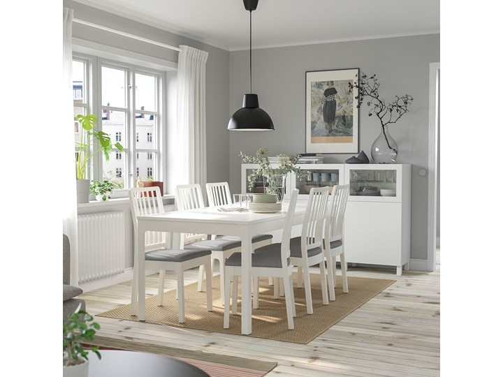 IKEA EKEDALEN / EKEDALEN Stół i 6 krzeseł, biały biały/Orrsta jasnoszary, 120/180 cm Pomieszczenie Jadalnia