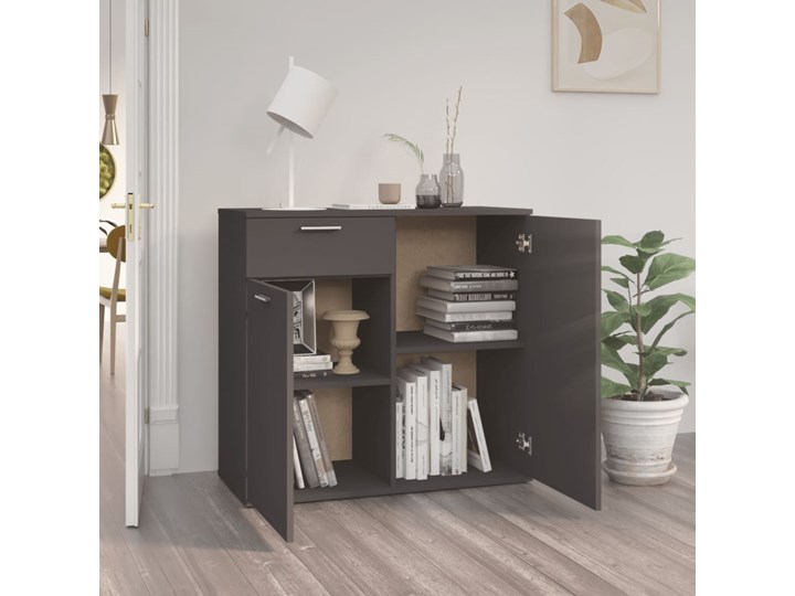 vidaXL Szafka, szara, 80x36x75 cm, płyta wiórowa Płyta MDF Płyta laminowana Na zdjęcia Stojące Głębokość 36 cm Szerokość 80 cm Styl Nowoczesny Płyta meblowa Styl Minimalistyczny