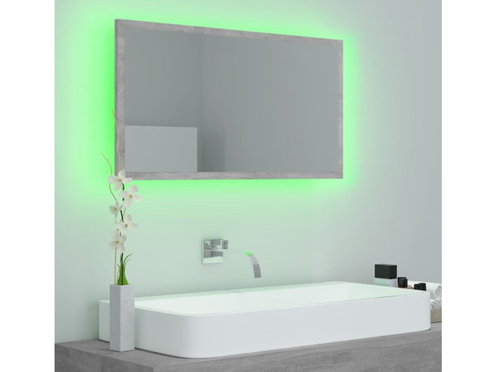 vidaXL Lustro łazienkowe z LED, szarość betonu, 80x8,5x37 cm, płyta Lustro z ramą Kategoria Lustra Ścienne Prostokątne Pomieszczenie Łazienka