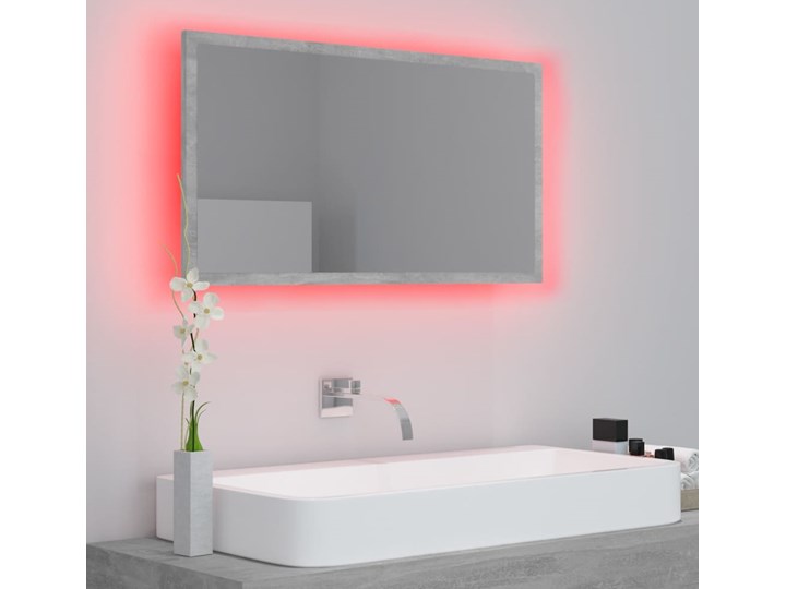 vidaXL Lustro łazienkowe z LED, szarość betonu, 80x8,5x37 cm, płyta Prostokątne Ścienne Lustro z ramą Kategoria Lustra