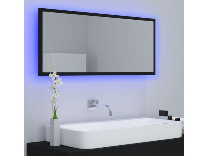 vidaXL Lustro łazienkowe z LED, czarne, 100x8,5x37 cm, płyta wiórowa Lustro z ramą Prostokątne Pomieszczenie Łazienka Ścienne Kolor Czarny