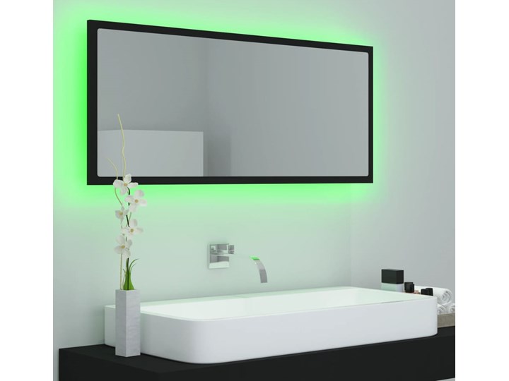 vidaXL Lustro łazienkowe z LED, czarne, 100x8,5x37 cm, płyta wiórowa Lustro z ramą Ścienne Prostokątne Styl Nowoczesny