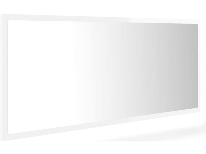 vidaXL Lustro łazienkowe z LED, białe na wysoki połysk, 100x8,5x37 cm Prostokątne Lustro z ramą Styl Nowoczesny Ścienne Kolor Biały